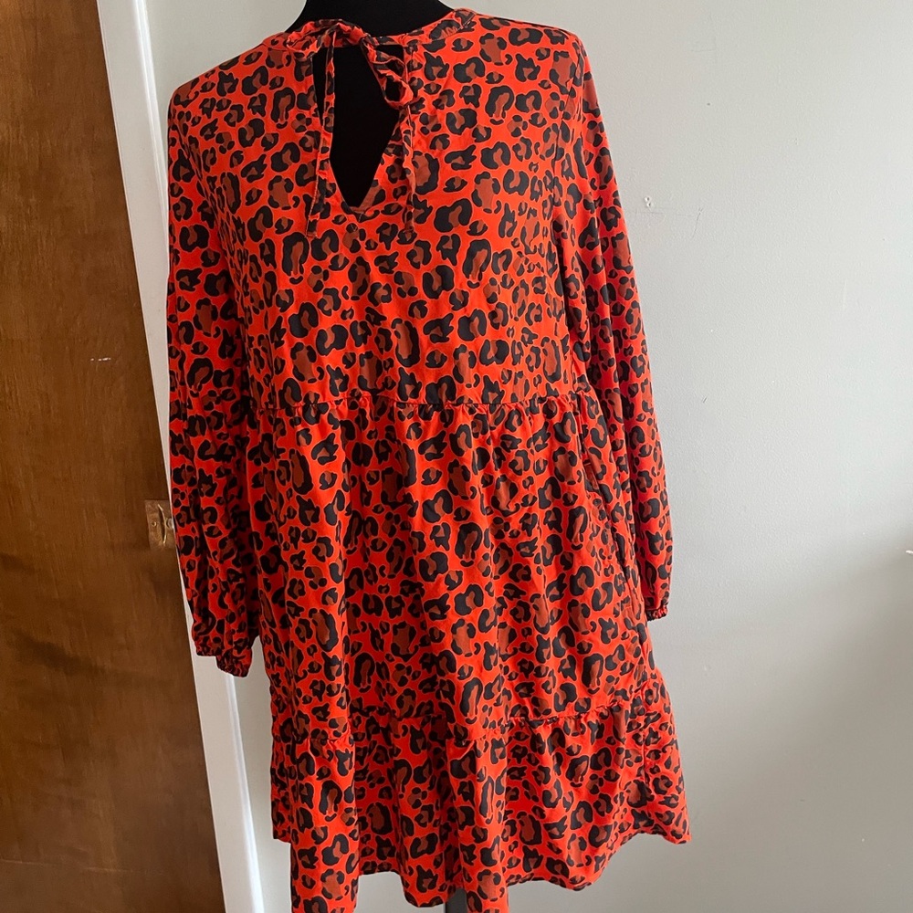 Red and Black Casual Long Sleeve Sundress